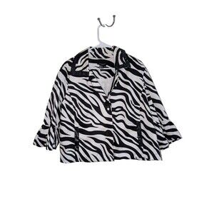 Sandro Zebra Print Jacket XL Button Animal Bomber